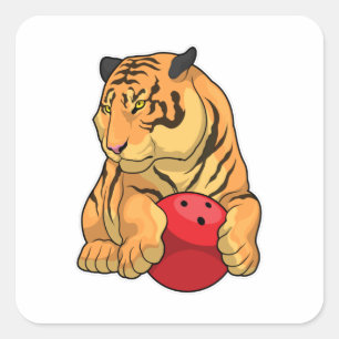 Sticker Carré Tiger Bowling Bowling boule