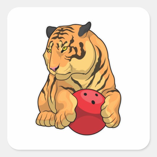 Sticker Carré Tiger Bowling Bowling boule (Devant)