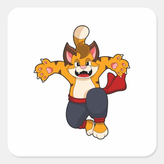 Sticker Carré Tiger dans les arts martiaux Karate (Devant)