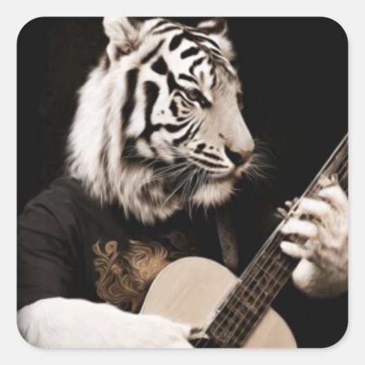 Sticker Carré Tiger Strings – Elegant Musical Art (Devant)