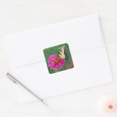 Sticker Carré Tiger Swallower sur Fleur Rose (Enveloppe)