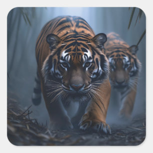 Sticker Carré Tiges majestueux dans une jungle de Foggy