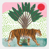 Sticker Carré Tigre au coucher du soleil (Devant)