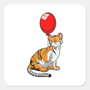 Sticker Carré Tigre avec ballon
