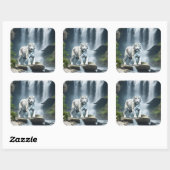 Sticker Carré Tigre blanc du Bengale dans la nature (Feuille)