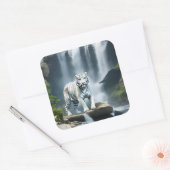 Sticker Carré Tigre blanc du Bengale dans la nature (Enveloppe)