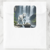 Sticker Carré Tigre blanc du Bengale dans la nature (Sac)