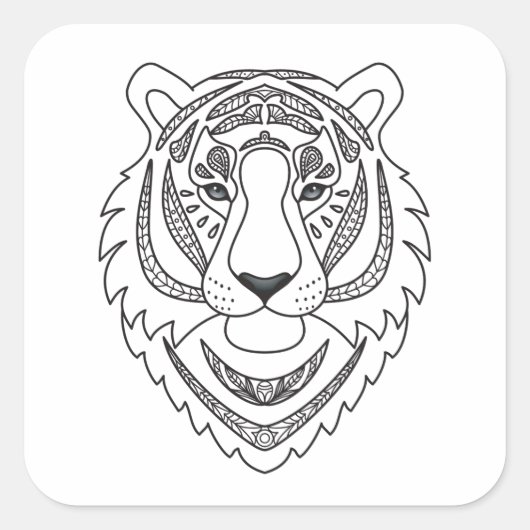Sticker Carré Tigre blanc inspiré (Devant)