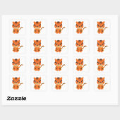 Sticker Carré Tigre mignon (Feuille)