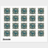 Sticker Carré Tigre Turquoise Carré celtique (Feuille)