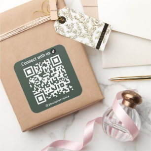 Sticker Carré Tiktok Connectez-Vous Avec Nous Qr Code Forest Gre