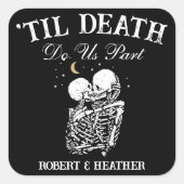Sticker Carré Til Death Skeleton Lots Tarot Card Goth Mariage (Devant)