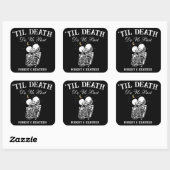 Sticker Carré Til Death Skeleton Lots Tarot Card Goth Mariage (Feuille)