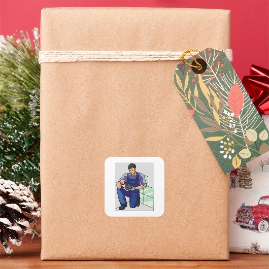 Sticker Carré Tiler au travail