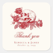 Sticker Carré Till Death Red Skull Rose Mariage gothique (Devant)