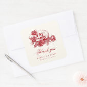 Sticker Carré Till Death Red Skull Rose Mariage gothique (Enveloppe)