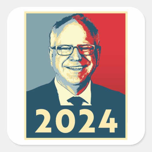 Sticker Carré Tim Walz 2024 (Devant)