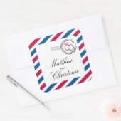 Sticker Carré Timbre et anneaux de Mariage (Enveloppe)