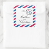 Sticker Carré Timbre et anneaux de Mariage (Sac)