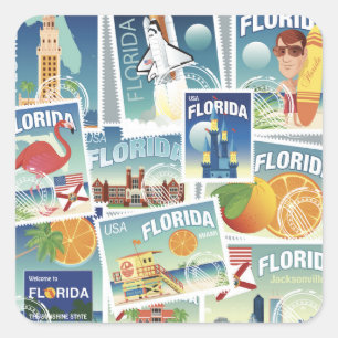 Sticker Carré Timbres de la Floride