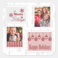 Timbres-poste pour photo de Noël Rouge Gris