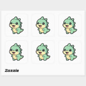 Sticker Carré Tiny Dinosaur – Cute Kawaii Illustration (Feuille)