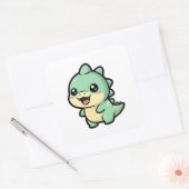 Sticker Carré Tiny Dinosaur – Cute Kawaii Illustration (Enveloppe)