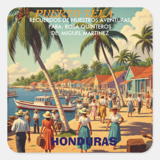 Sticker Carré  tipo chapa PUERTO DE TELA