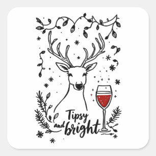 Sticker Carré Tipsy et Bright Deer