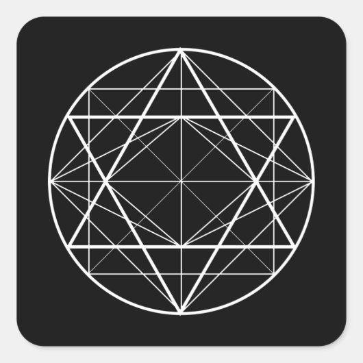 Sticker Carré Tirage de géométrie sacrée des triangles circulair (Devant)