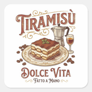Sticker Carré Tiramisu Dolce Vita Dessert Italien