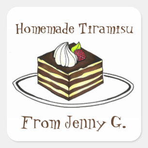 Sticker Carré Tiramisu Maison Cuite Au Boulet De Pâtisserie Ital
