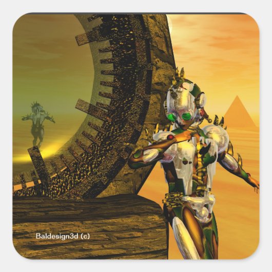 STICKER CARRÉ TITAN DANS LE DÉSERT D'HYPERION (Devant)