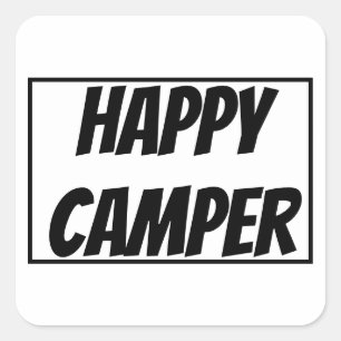 Sticker Carré Titre : Joyeux campeur drôle de camping aventure d