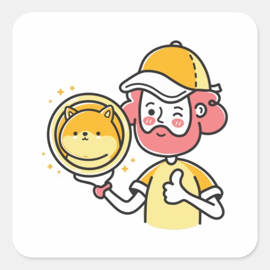 Sticker Carré Titulaire de Shiba Inu (Devant)