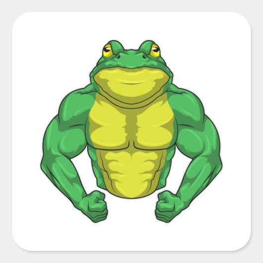Sticker Carré Toad en Bodybuilder avec de grands Muscles (Devant)