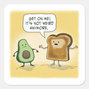 Sticker Carré Toast Avocado mignon et amusant