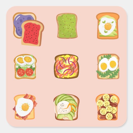 Sticker Carré Toast Brunch (Devant)