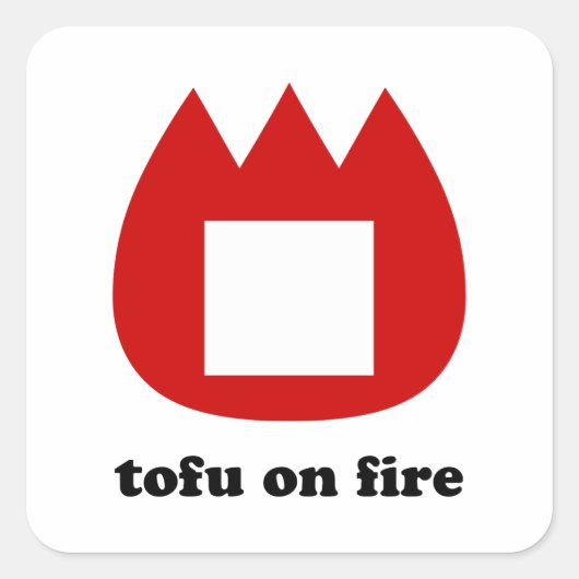 Sticker Carré 📛 tofu en feu (Devant)