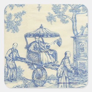Sticker Carré Toile bleue chinoise