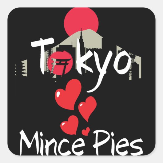 Sticker Carré Tokyo aime Mince Pies Ville (Devant)