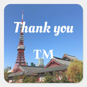 Sticker Carré Tokyo Tower et Zojoji Temple