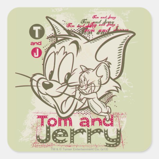 Sticker Carré Tom et Jerry Pink et Green (Devant)