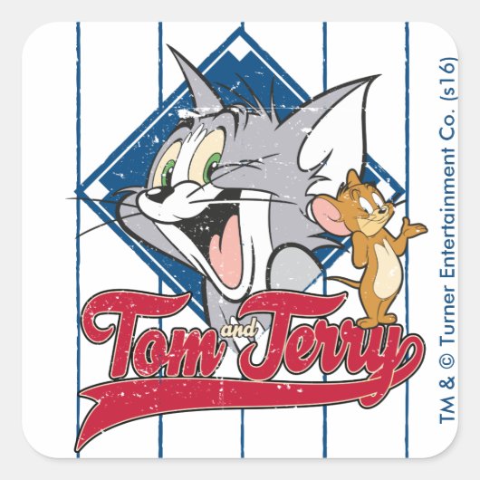 Sticker Carré Tom Et Jerry | Tom Et Jerry Sur Diamant De Basebal (Devant)