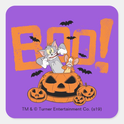 Sticker Carré Tom & Jerry | Happy Halloween Boo (Devant)
