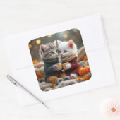 Sticker Carré Tom & Luna – Câlin de citrouille confortable (Enveloppe)