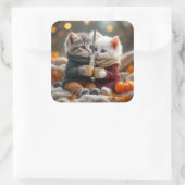 Sticker Carré Tom & Luna – Câlin de citrouille confortable (Sac)