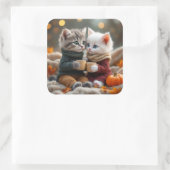 Sticker Carré Tom & Luna – Câlin de citrouille cosy (Sac)