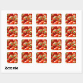 Sticker Carré Tomates cerise fraîchement sélectionnées (Feuille)