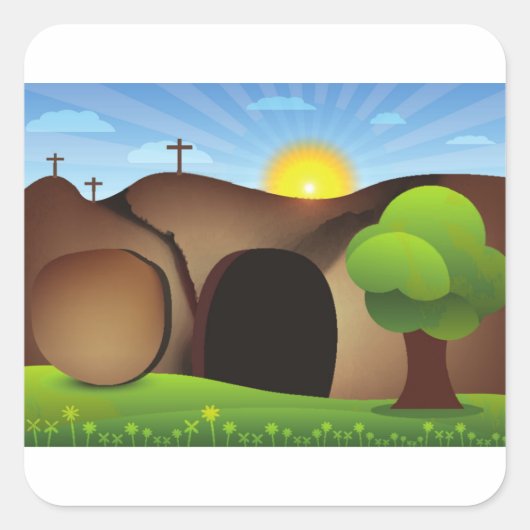 Sticker Carré tombeau christ (Devant)